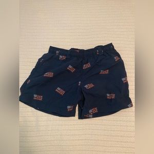 Navy Blue Flag Print Men's Shorts